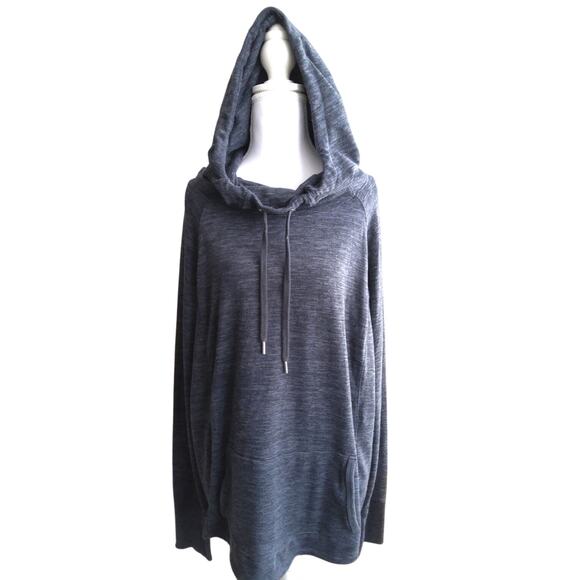 Athleta techie sweat gray cowl hoodie oversized softw/ pocket XLT athletic fall - Picture 1 of 11